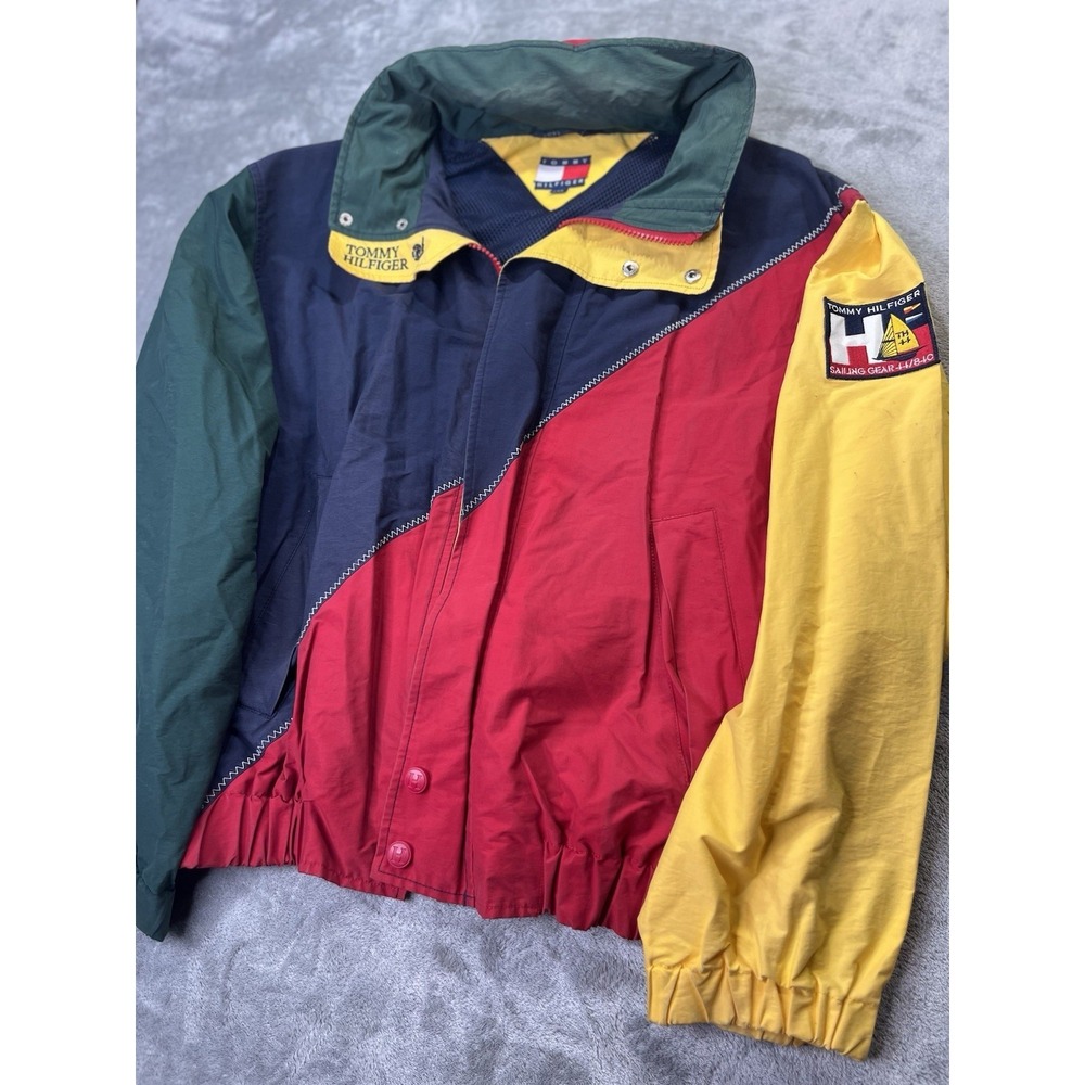 RARE Vintage Tommy Hilfiger Sailing Gear Jacket 90s Color-block Hooded size L